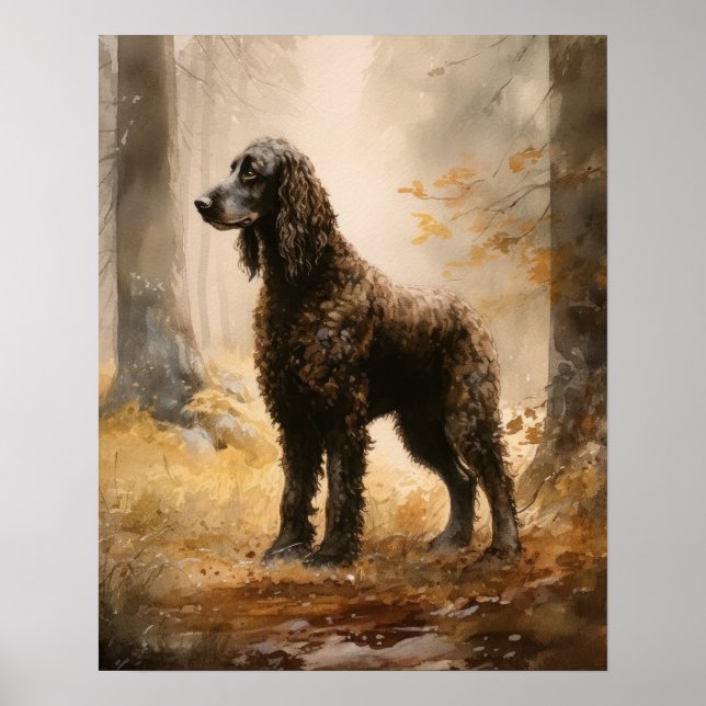 Irish Water Spaniel Art Impressão (Frente)