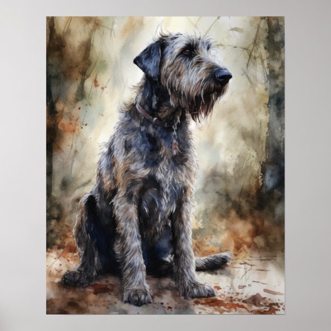 Irish Wolfhound Dog Art Impressão Poster (Frente)