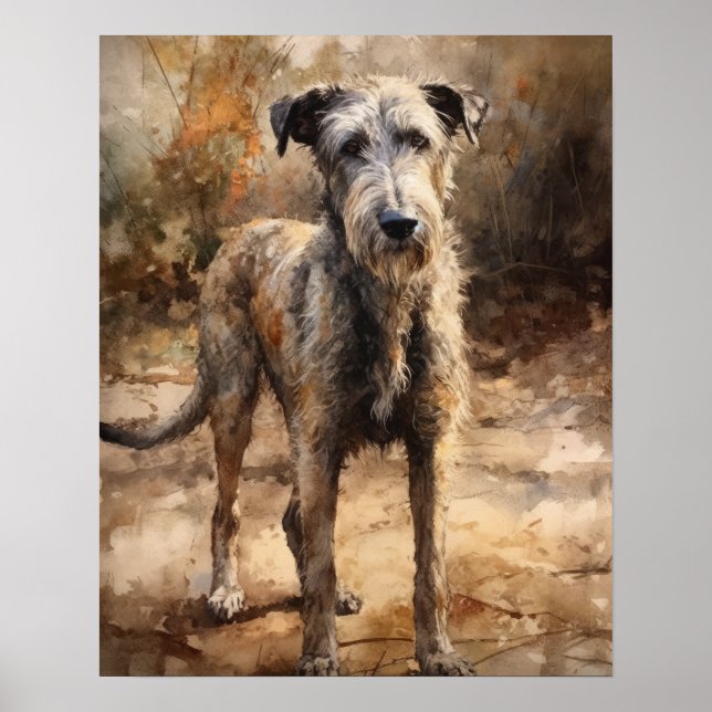 Irish Wolfhound Dog Art Impressão Poster (Frente)