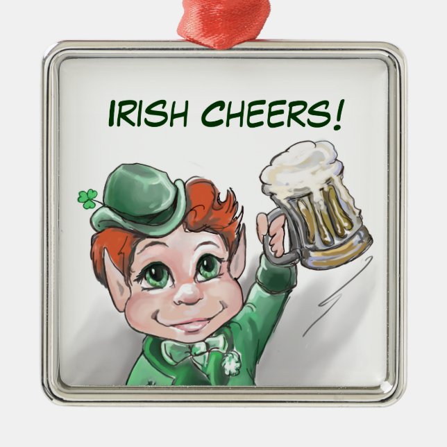 Irlandês Cheers! Ornamento Quadrado Retrato Premiu (Frente)
