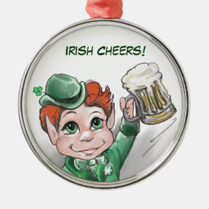 Irlandês Cheers! Ornamento Retrato Premium Round