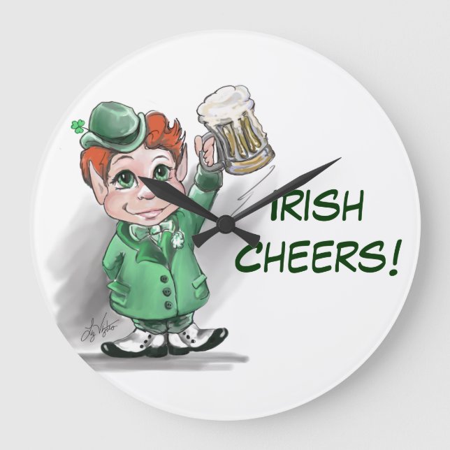Irlandês Cheers! Relógio de Parede Redonda (Frente)