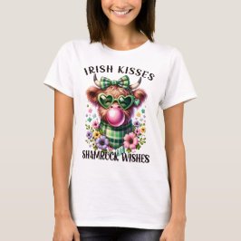 Irlandês Kisses Shamrock deseja camiseta nas terra