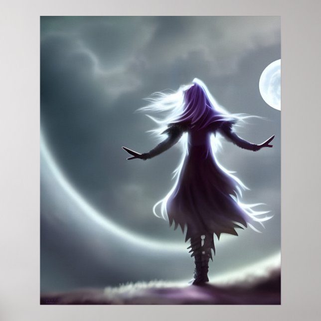Irmã da Lua Impressão Digital de Arte Fantasia AI (Frente)
