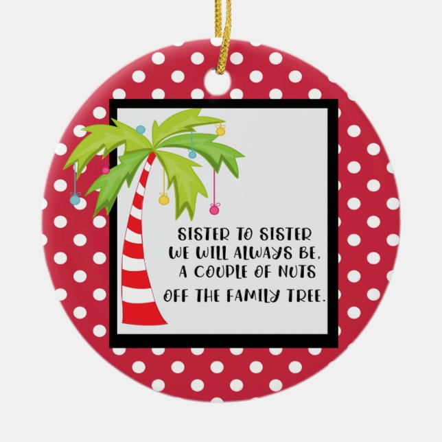 Irmã engraçada aos enfeites de natal da irmã (Frente)