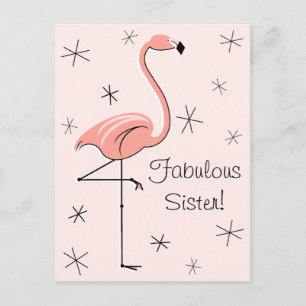 Irmã Fabulosa Flamingo Pink! cartão postal verti