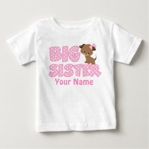 Irmã Grande Rosa Puppy Personalizada Camisa