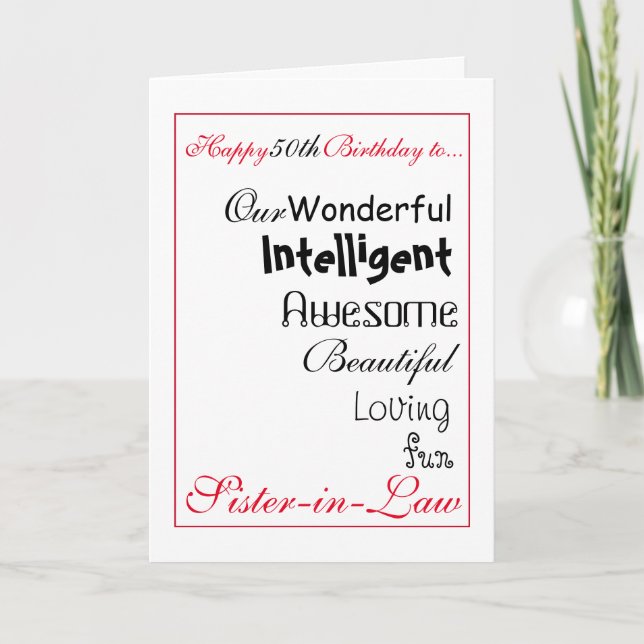 irmã no cartão de aniversário da lei. 50th (Frente)