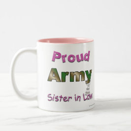Irmã orgulhosa do exército na caneca da lei