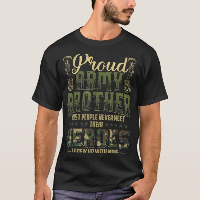 Irmão do Exército Orgulhoso Camisa Vetera Militar  (Frente)