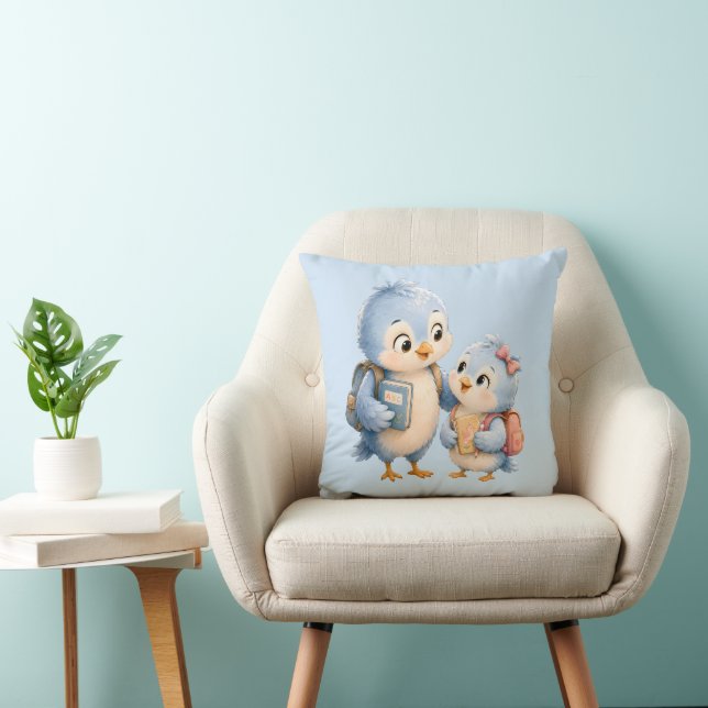 Irmão e Irmã Passarinho Azul Almofada Decorativa (Cadeira)
