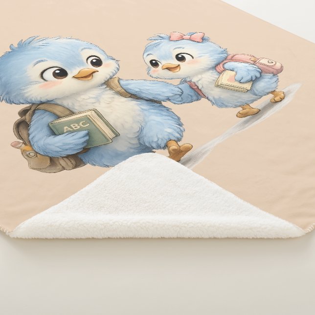 Irmão Irmã Pássaro Azul Fofo Cobertor Sherpa (3/4)