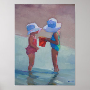Irmãs em chapéus de Sun 18" " poster x24