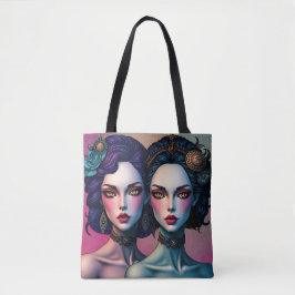 Irmãs Gêmeas Encantadoras Portraem Tote Bag