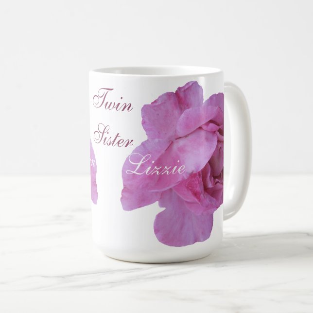 Irmãs gêmeas Gemini, uma caneca de rosa rosa-quent (Frente Esquerda)