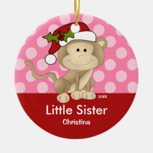 Irmãzinha do Macaco Papai Noel Enfeite de Natal