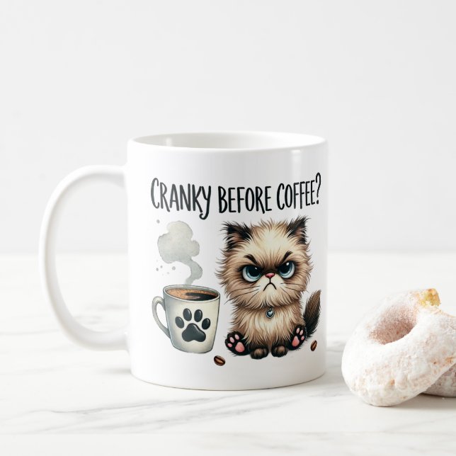 Irritado Antes do Café, Caneca de Café do Gato Mal (Com Donut)