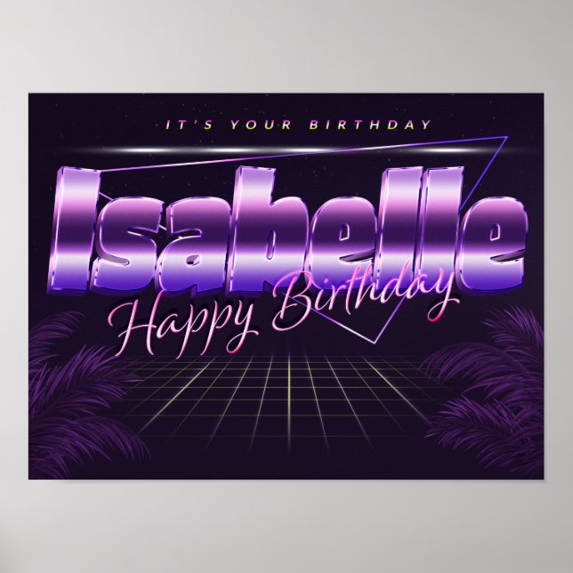 Isabelle Name Vorname lila retro Poster Geburtstag (Frente)