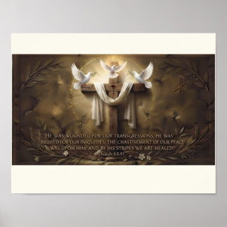 Isaías 53:5 Poster da Cruz | Por Suas Listras
