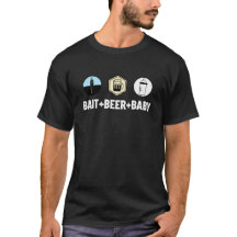 Isca, cerveja e camiseta da paternidade