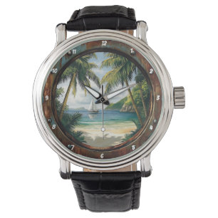 "Island Time" - Relógio Náutico Tropical de Praia