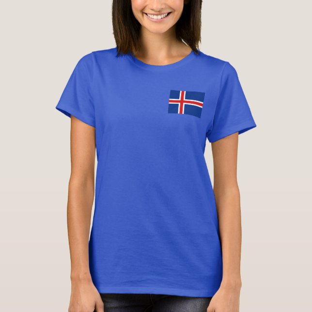 Islândia Flag e Map dk T-Shirt (Frente)