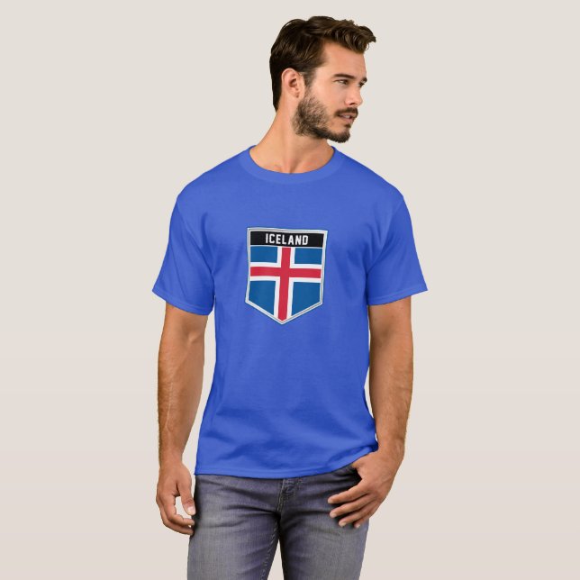 Islândia Flag Shield T-Shirt (Frente Completa)
