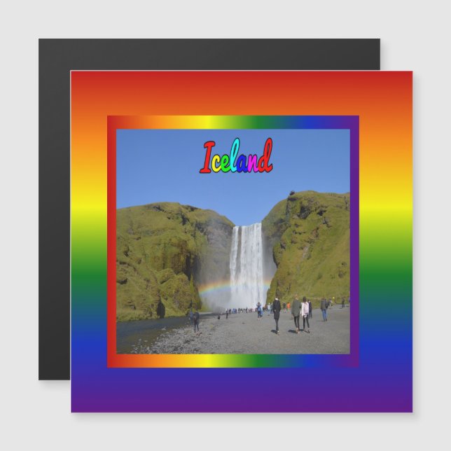 Islândia Rainbow Waterfall Magnet (Frente/Verso)