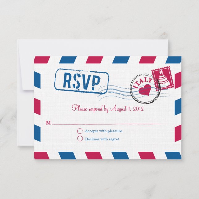 Itália Air Mail Wedding RSVP (Frente)
