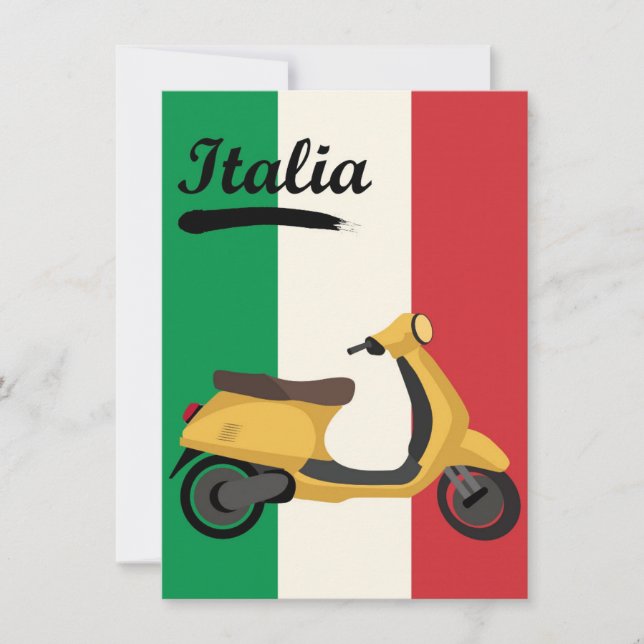 Itália Bandeira Italiana Vintage Vespa Scooter Via (Frente)