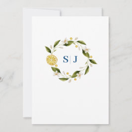 Italia Blue Watercolor Lemon Convite para Casament