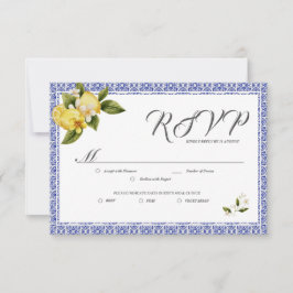Italia Blue Watercolor Lemon RSVP Card