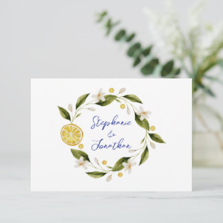 Italia Blue Watercolor Lemon RSVP Card