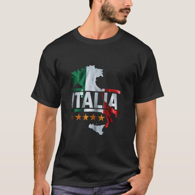 Italia Flag T-Shirt com Stars Design (Frente)
