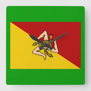 Itália - Relógio de Parede da Bandeira da Sicíl