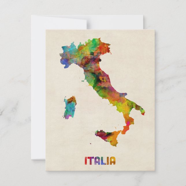 Itália Watercolor Map, Itália (Frente)