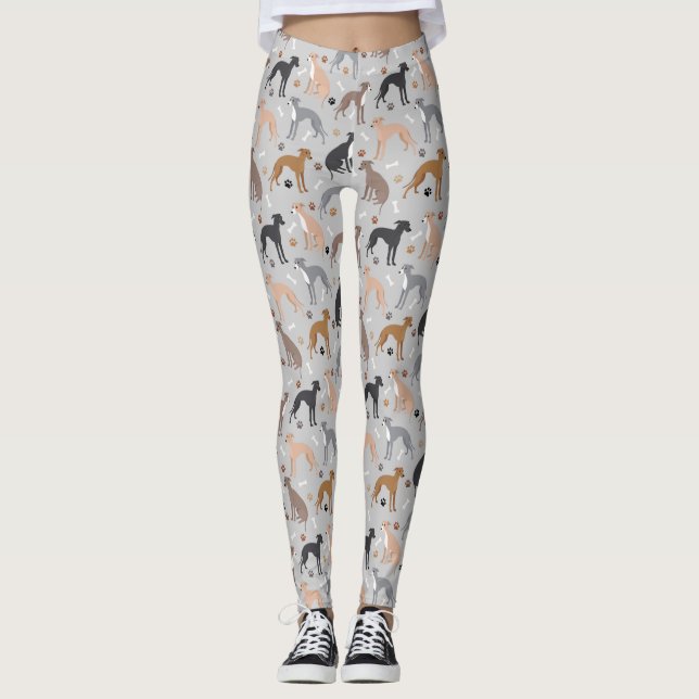 Italian Greyhound Dog Bones and Paws Leggings (Frente)