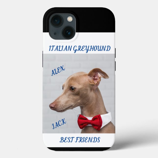 ITALIANO GREYHOUND APPLE IPHONE 13 CASE E NOMES. (Verso)