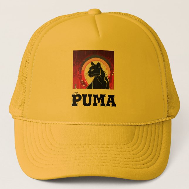 Itens impressos do logotipo Puma do Boné amarelo (Frente)