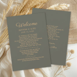 Itinerário de Boas-vindas de Casamento Verde Oliva