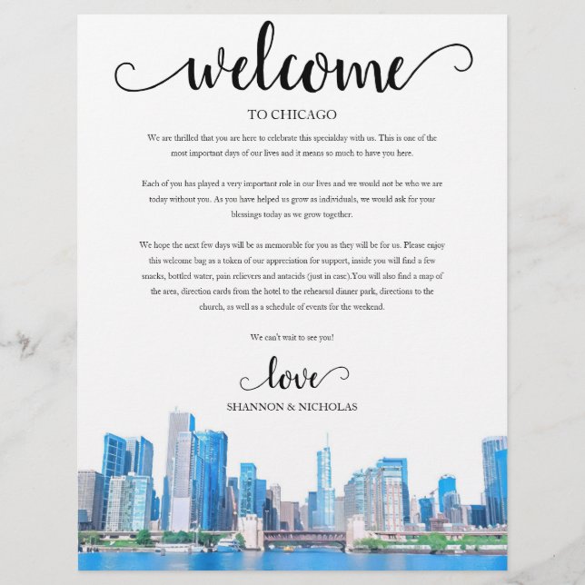 Itinerário de Boas-vindas do Skyline de Chicago (Frente)