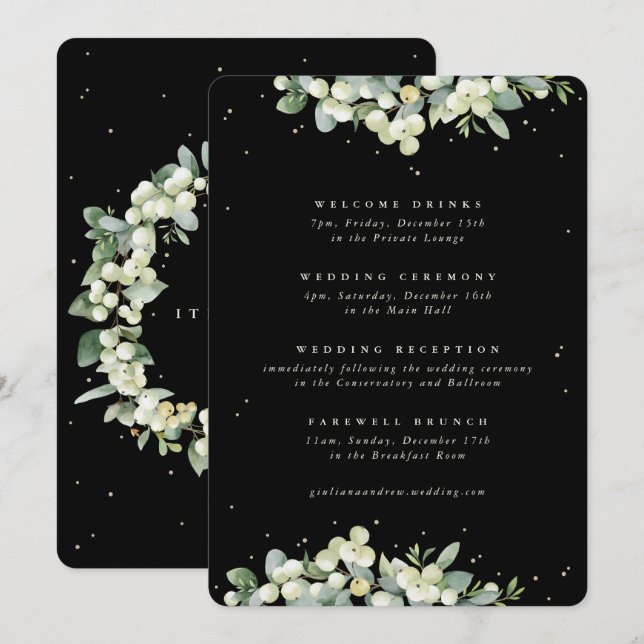 Itinerário de Casamento com Snowberry Preto + Euca (Frente/Verso)