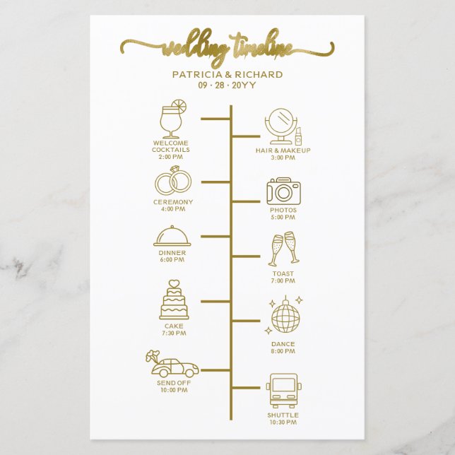 Itinerário de Casamento Coquetel - Ícone de Boas-V (Frente)
