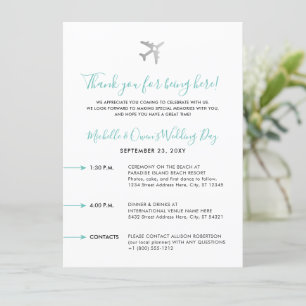 Itinerário de Casamento de Destino Bag de Boas-vin