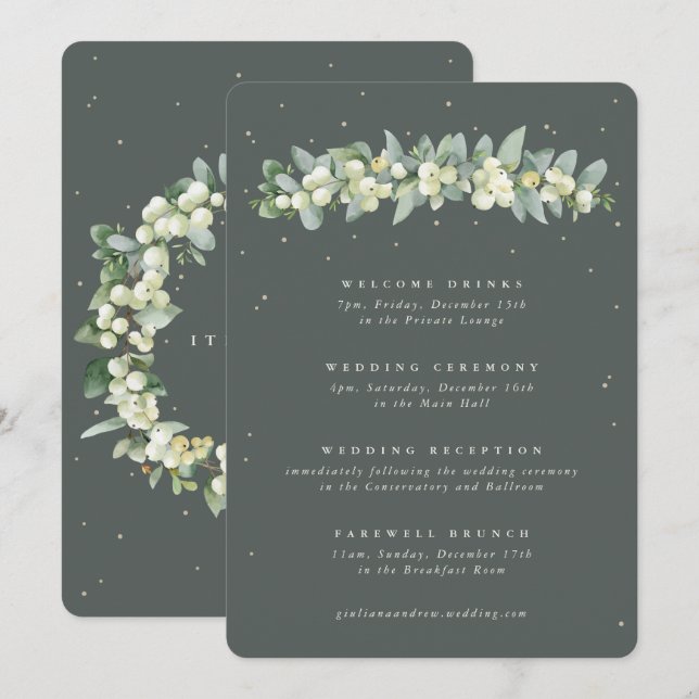 Itinerário de Casamento de Eucalyptus Verde 5x7 (Frente/Verso)
