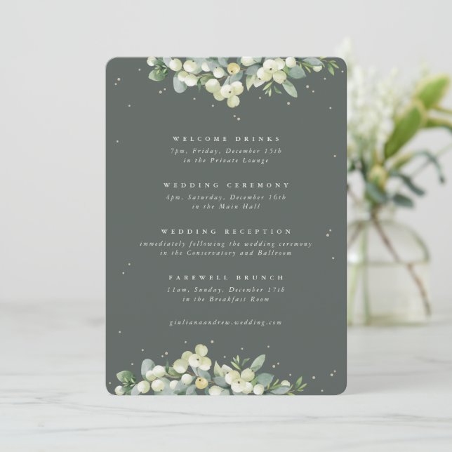 Itinerário de Casamento de Eucalyptus Verde 5x7 (Em pé/Frente)