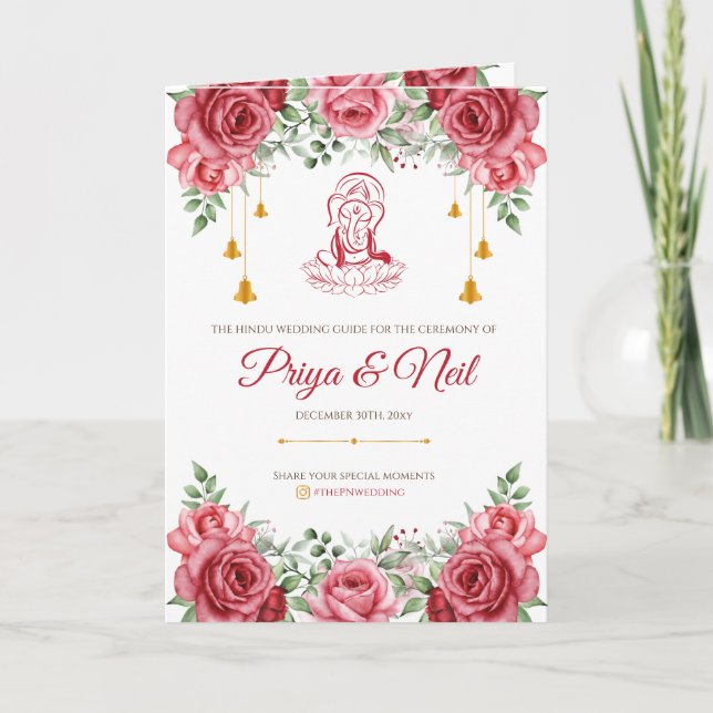 Itinerário de casamento indiano & programa de casa (Frente)