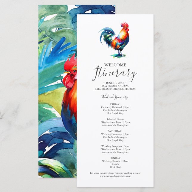 Itinerário de Casamento na Praia de Key West com A (Frente/Verso)