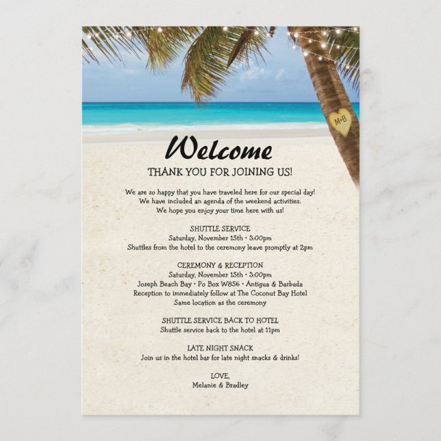 Itinerário de Casamento na Praia Programa Duplo (Frente)