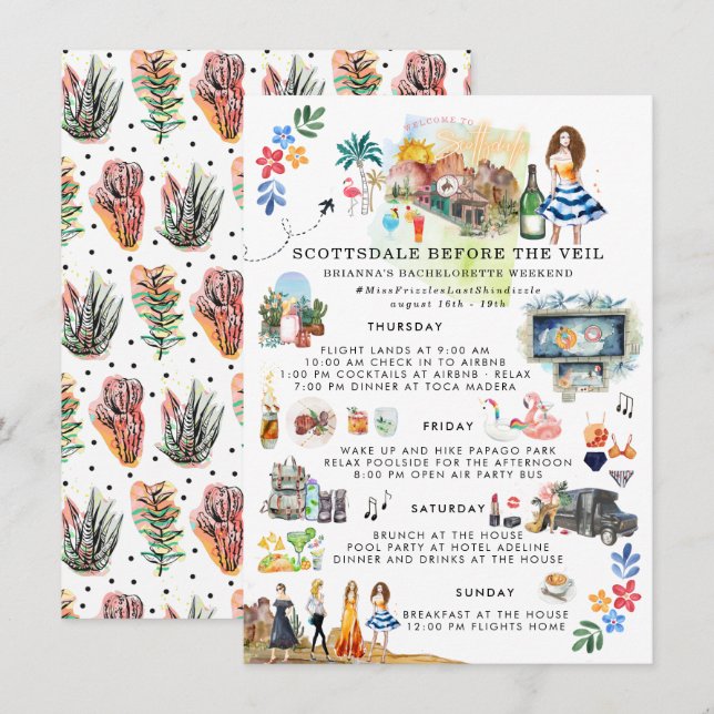 Itinerário de Fim de Semana Bachelorette | Scottsd (Frente/Verso)